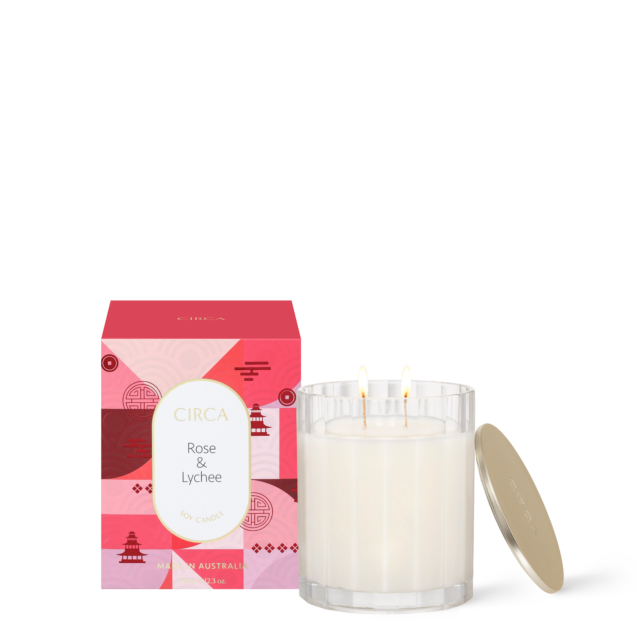 Lunar New Year Rose & Lychee Scented Soy Candle 350g Circa CIRCA