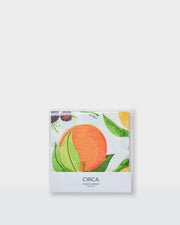 Summer paper cocktail napkins with an orange, green leaves and small floral details.