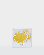 Summer paper name cards with a yellow lemon and illustrated bow design.