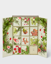 12 Days Advent Calendar opened to reveal twelve numbered botanical and festive candle boxes.